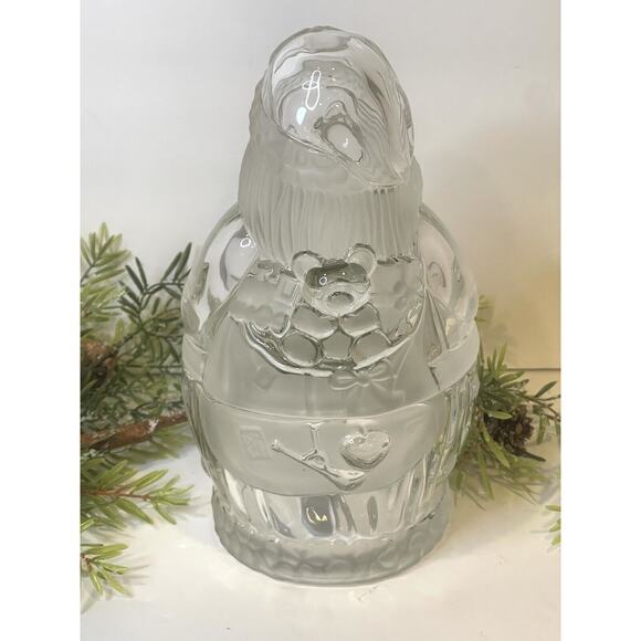 GORHAM Holiday Traditions Crystal Glass Santa Treat Jar 9 1/4" Made In Germany - Picture 7 of 8
